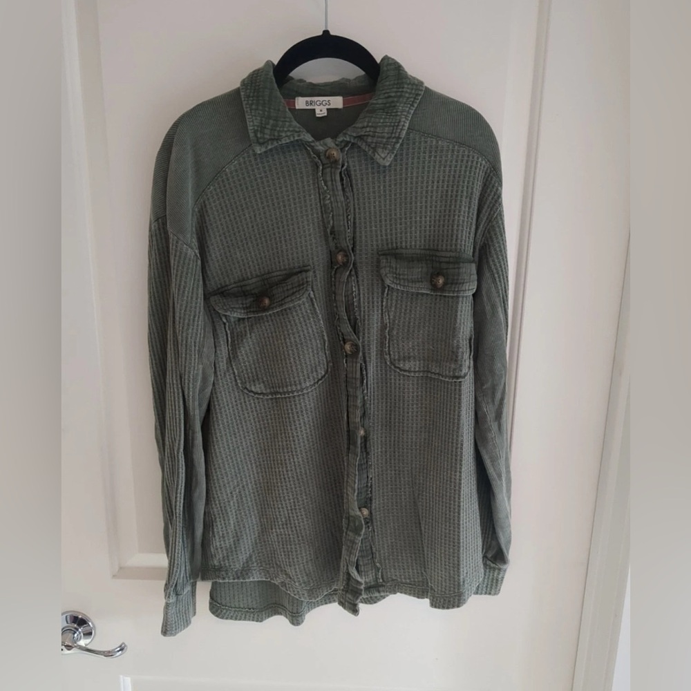 Briggs green button up medium cotton blend oversized